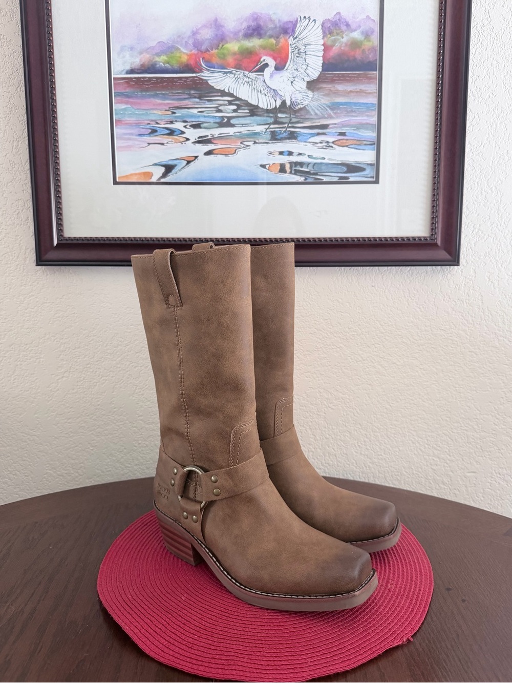 FRYE AND CO. Tall Harness Boots in Taupe Brown